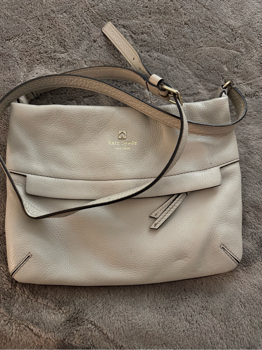 kate spade Pebbled Leather Crossbody Bag in Light Beige/Tan